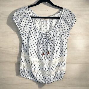 Rewind Ivory White Going Out Top Lace Trim Boho Y2K Fairy Size M Lightweight